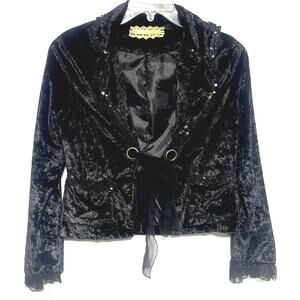 90s Style Gothic Black Velvet Shrug Cardigan Coverup Jacket Small Vintage? Y2K